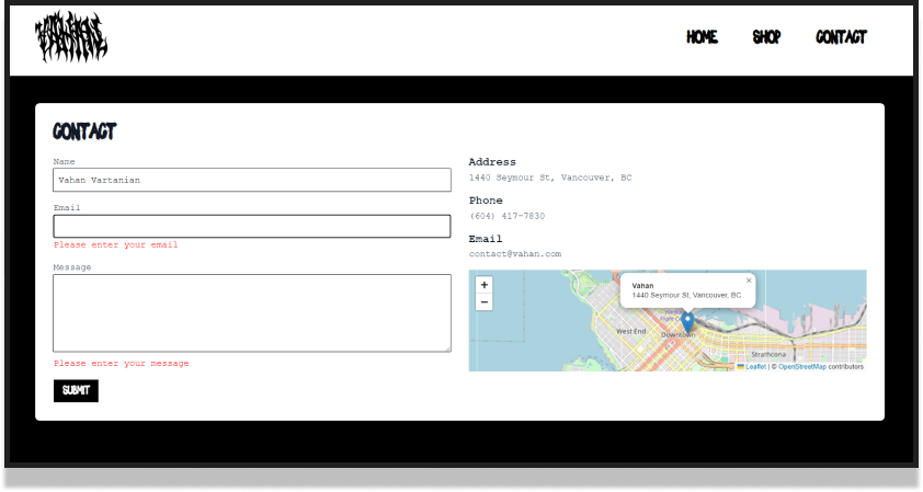Contact Page Screenshot